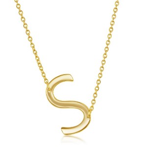Bella Silver Sterling Silver Sideways Initial 18" Pendant Necklace - Available Colors: Silver, Gold - 1 of 2