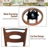 Tangkula Set of 4 360° Swivel Bar Stools Dining Chairs Rubber Wood Leather Padded Seat Brown & Black - 3 of 4