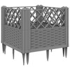 vidaXL Garden Planter with Pegs Light Gray 17.1"x17.1"x17.1" PP - 2 of 4