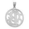 Black Bow Jewelry Rhodium Plated Sterling Silver Fancy Script Initial A-Z Pendant, 20mm - 3 of 4