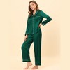 cheibear Women's Satin Button Down Lounge Tops and Pants Sleepwear Pajama Set - 2 of 4