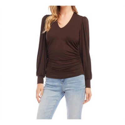 Women's Shirred V-Neck Top - Karen Kane
