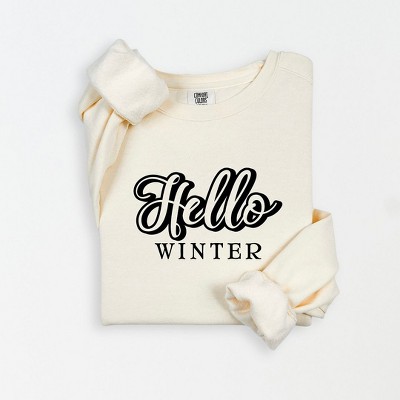 Simply Sage Market Women's Lightweight Garment Dyed Graphic Sweatshirt Retro Hello Winter