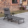 Outsunny Outdoor Folding Chaise Lounge Chair, Mesh Fabric Pool Chair with Adjustable Backrest, Pillow and Cup Holder for Poolside, Deck, Gray - 3 of 4