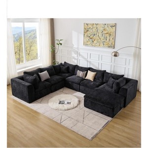 4-8 Seater Modular Cloud Sectional Sofa, U-Shape Chenille Couch, Deep Memory Foam Couch, No Assembly Required - 1 of 4