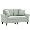 vidaXL 2-Seater Sofa in Light Gray Velvet - Modern Design, Comfortable Padded Seats and Back Pillows, Sturdy Metal Frame, Includes Two Throw Pillows - 2 of 4