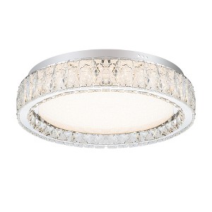 LamQee Crystal Flush Mount Ceiling Light Fixture, Dimmable LED Modern Close to Ceiling Light, Hallway Light Fixtures Round Ceiling Chandelier - 1 of 4