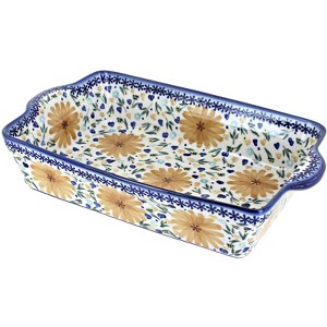 Blue Rose Polish Pottery 43D WR Unikat Loaf Baker with Handles - 1 of 1