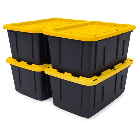 Mastercraft Heavy Duty Stackable Storage Box With Lid, 45-L, Black/Blue ...