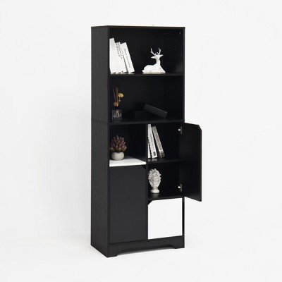 VANIRROR Open Storage Bookcase with Doors and Drawer, Modern Storage Cabinet for Bedroom, Living Room, or Office Organizer for Books, Decor, and More