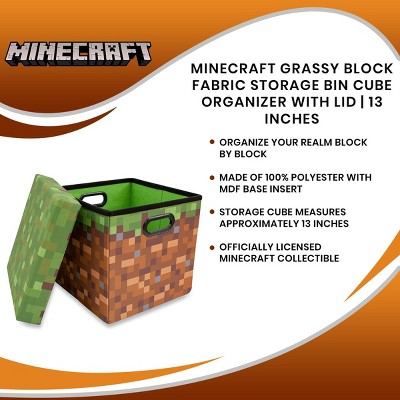 Collapsible Pixel-Perfect Green Cube Storage Bin for Kids - 13"