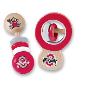 BabyFanatic Wood Rattle 2 Pack - NCAA Ohio State Buckeyes Baby Toy Set - 1 of 4
