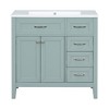 Bathroom Sink Vanity, 36'' Bathroom Vanity with Ceramics Sink, Overflow, 3 Drawers, Solid Wood Frame, Door Modern Bathroom Storage Cabinet (Green) - 4 of 4