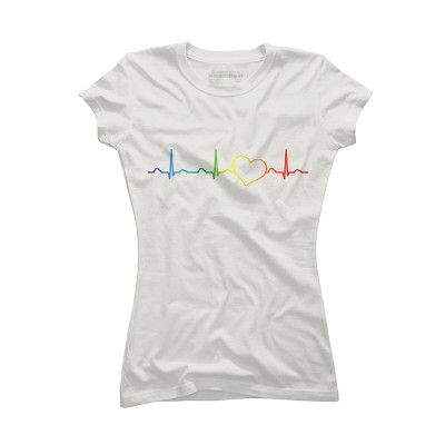 Adult Design By Humans Rainbow Pride Heartbeat By Luckyst T-Shirt