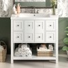 Okak Modern 36" Bathroom Vanity with Sink Multi-function Solid Wood Bathroom Cabinet with Soft Closing Doors & 4 Drawers Open Shelf, White - 2 of 4