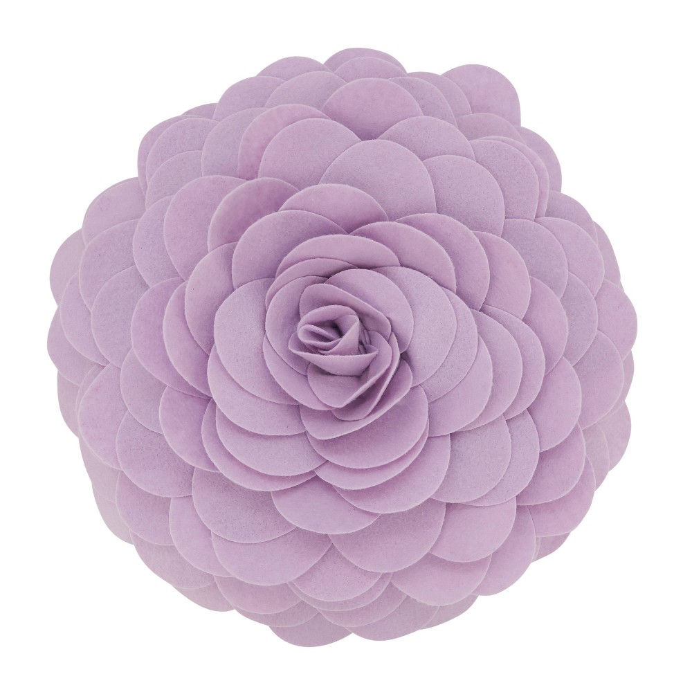 Photos - Pillow 13" Flower Design Round Throw  Lilac - Saro Lifestyle