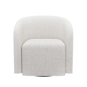 Green Swivel Barrel Accent Chair, Upholstered 360° Rotating Armchair for Living Room, Bedroom, Office, or Waiting Area – No Assembly Needed - 1 of 4