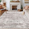 Boho Area Rug, Machine Washable Vintage Distressed Soft Low-Pile Carpet, Non-Slip Non-Shedding Floor Rug for Bedroom, Dining, Living Room - 2 of 4