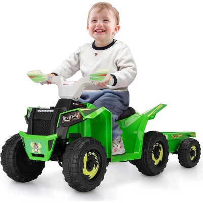 Sandinrayli 6 Volt Kids Ride On ATV Toddler Toy Car 4-Wheeler Quad Car for Kids 3-6 with Trailer
