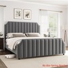 King/QUEEN Size Velvet Bed Frame, 50.2 in Tall Headboard & Footboard, Upholstered Platform King Bed Frame with Nailhead Trim - 3 of 4