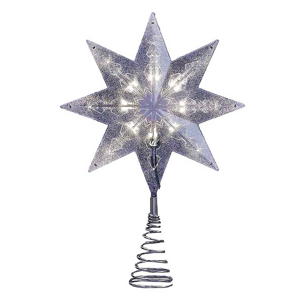 UPC 086131294372 product image for 11.5 8 Light Led 8 Point Silver Star Tree Topper | upcitemdb.com