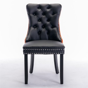 OUTSUPPLY Set of 2 Modern Tufted Dining Chairs, PU & Velvet Upholstery with Solid Wood Legs - 1 of 4