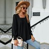 Coolmee Womens Tunic Tops Casual Puff Long Sleeve Pleated Square Neck Blouses Print Loose Fit Knit Dressy Work Shirt - 4 of 4