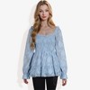 Anna-Kaci Women's Square Neck Smocked Top with Sheer Puff Sleeves Elegant and Stylish for Any Occasion - 2 of 4