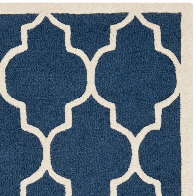 Navy and Ivory Hand-Tufted Wool Rectangular Area Rug, 9' x 12'