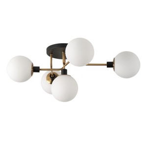 Dewdrop Modern Sputnik Ceiling Light, 5-Light Semi Flush Mount Fixture with Frosted Glass Globe Shades for Bedroom - 1 of 4