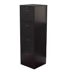 Black Lorell 4-Drawer Vertical File with Lock 15 by 25 by 52-Inch 