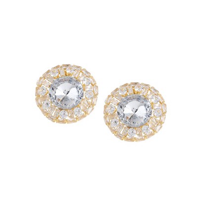 SOHI Women's Silver Circular Stud Earrings