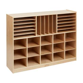 ECR4Kids Multi-Section Mobile Storage Cabinet, Classroom Furniture, Natural