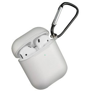 Insten Case Compatible with AirPods 1 & 2 - Translucent Matte Protective Skin Cover with Keychain, White - 1 of 4