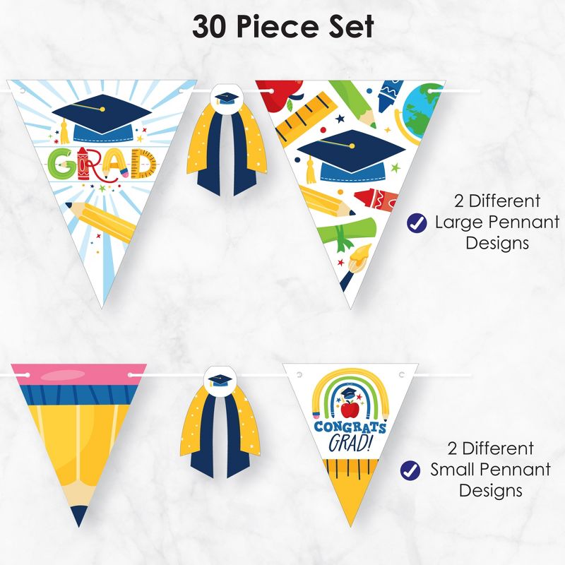 Big Dot of Happiness 30 Piece Elementary Graduation Party Pennant Triangle Banner, 6 of 10