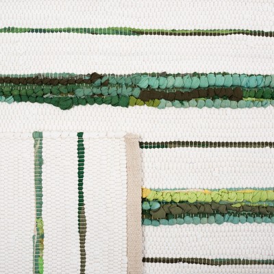 Ivory Ikat Tie-Dye Effect 6' Square Handwoven Cotton Rug