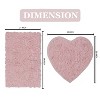 Bell Flower Collection Tufted Bath Rugs, Extra Soft and Absorbent, Non-Slip Bath Mats, Machine Washable Bathroom Mats, 2 Piece Set with Heart, Pink - 3 of 4