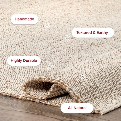 Handwoven Natural Jute and Cotton Blend Runner Rug