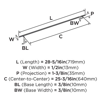 Matte Black Stainless Steel Bar Pull with Mounting Hardware
