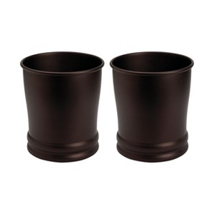 iDesign Set of 2 Steel Round Bathroom Trash Cans - Bronze - 1 of 4