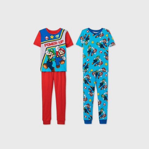 Boys Nintendo Mario 4pc Pajama Set Red Blue Target