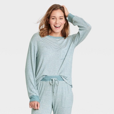 Women&#39;s Perfectly Cozy Striped Lounge Sweatshirt - Stars Above&#8482; Blue XS
