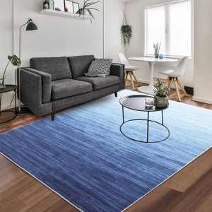 Gradient Color Contemporary Area Rug - Machine Washable Modern Ombre Carpet, Non-Slip Non-Shedding Throw Rug for Living Room Bedroom Laundry - 1 of 4