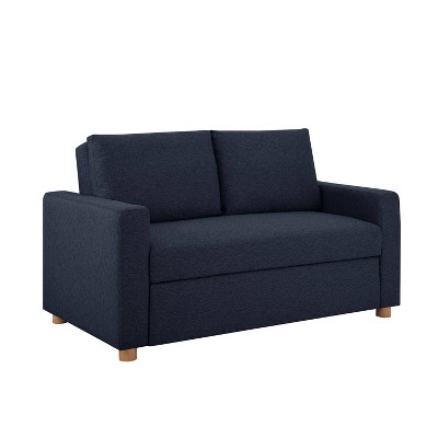 Navy Blue Fabric Full Size Convertible Sleeper Sofa