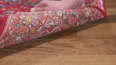 Rectangular Red Synthetic Easy Care Area Rug