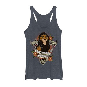 Women's Lion King Scar Surrounded By Idiots Tattoo Racerback Tank Top - 1 of 3