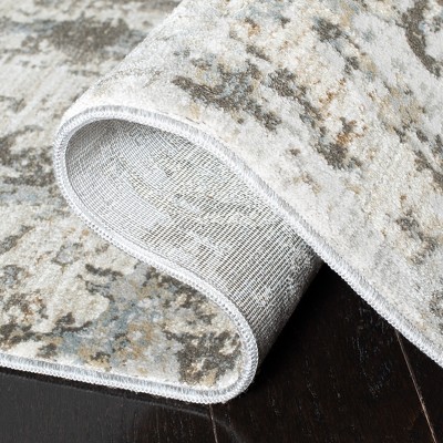 Gray Hand-Knotted Synthetic 4' x 6' Area Rug