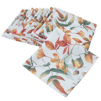 Autumn Leaf Design 20" Square Polyester Dinner Napkins, Multi (Set of 4)