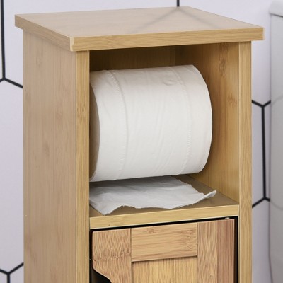 Mahe Bamboo and MDF Free-Standing Toilet Paper Holder Cabinet