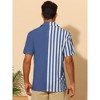 INSPIRE CHIC Men's Striped Patchwork Short Sleeved Color Block Summer Beach Shirt - 3 of 4